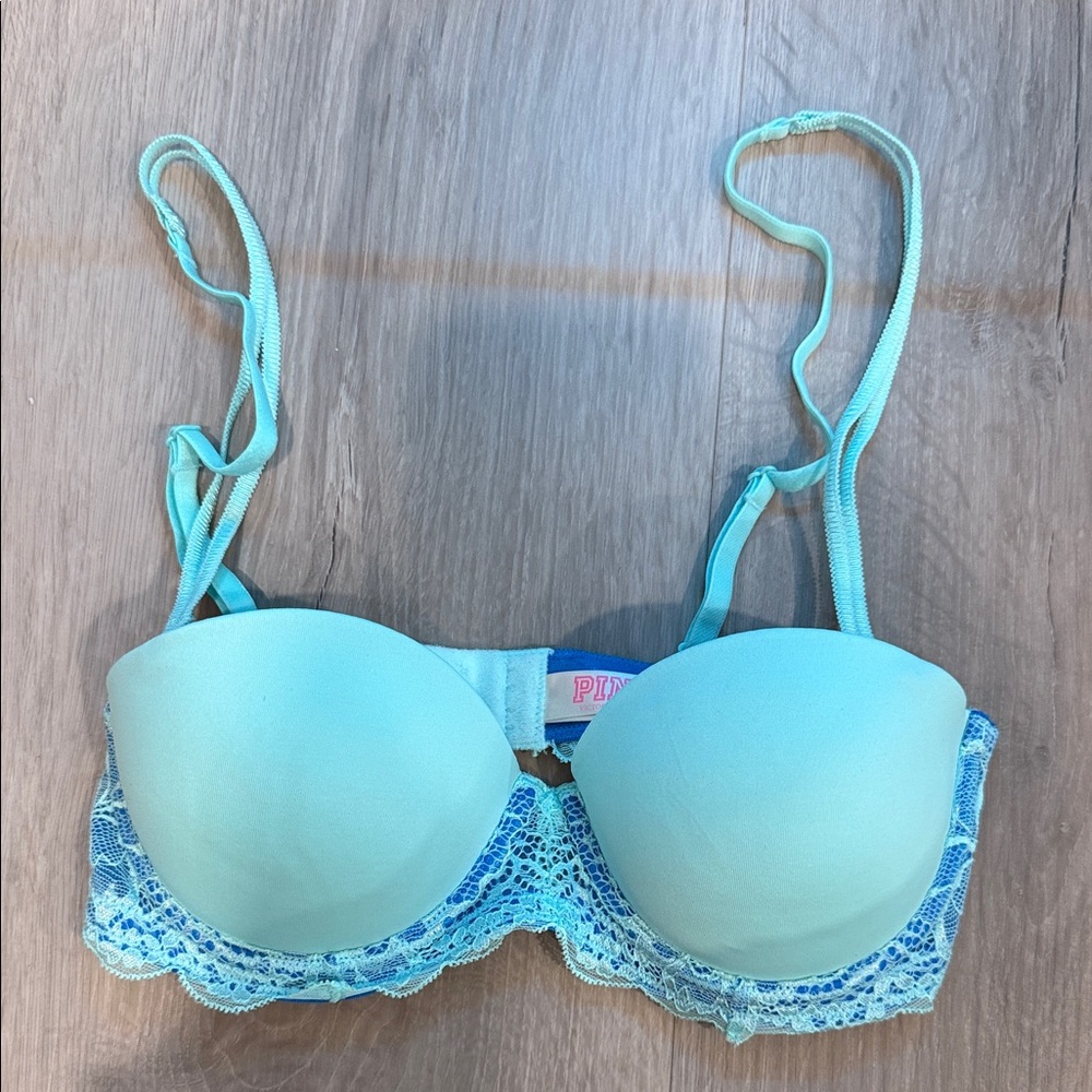 PINK Victoria's Secret Light Blue Lace Bra